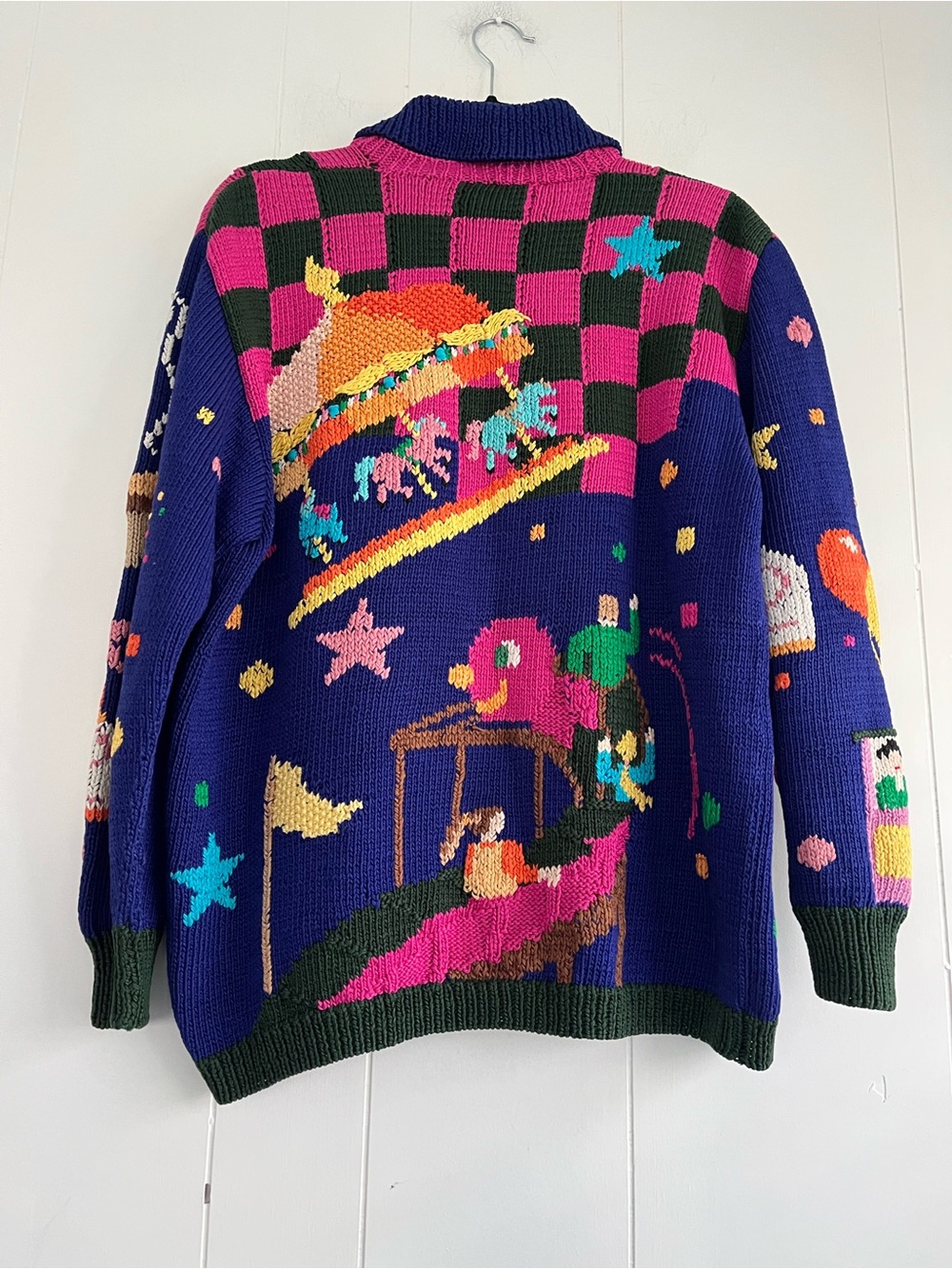 Vintage 1989 Berek Sweater Hand Knitted Carnival Circus Size Medium - Picture 14 of 16